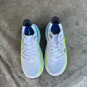 New Balance Fresh Foam More v4 White and Lime Athletic Shoes